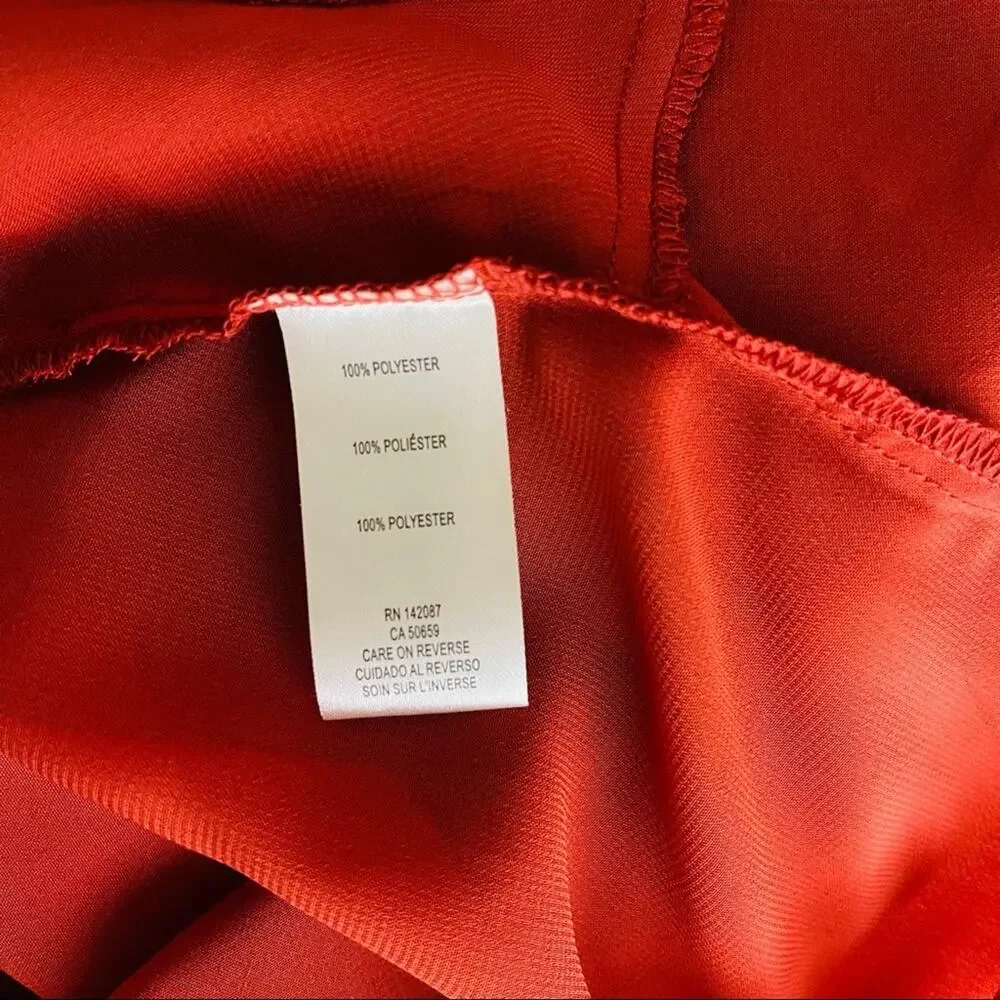 NEW Simply Noelle orange semi sheer chiffon button front pleat office top large - Picture 7 of 10